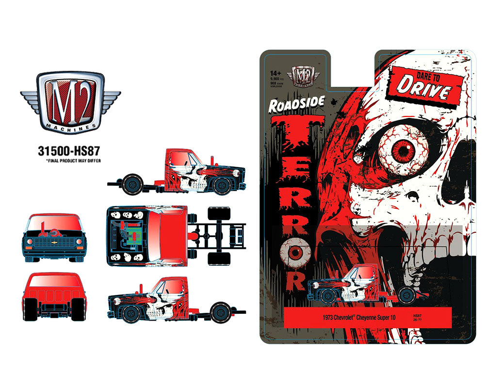 (Preorder) M2 Machines 1:64 1973 Chevrolet Cheyenne Super 10 Dare To Drive Terror Series – Red – Hobby Exclusive Preorder ETA Fall 2026