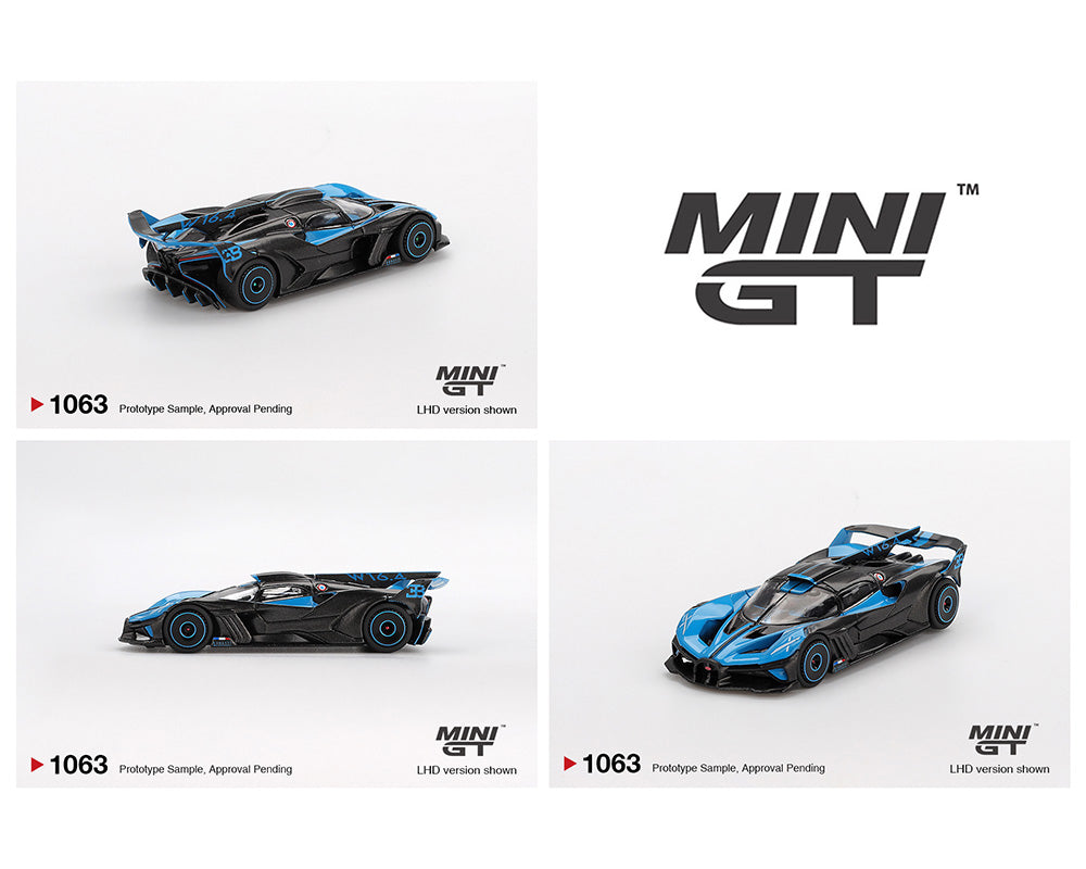 Mini GT 1:64 Bugatti Bolide Presentation Black & Blue Mijo Exclusives Die-Cast