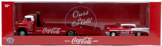 M2 Machines Auto-Haulers Coca-Cola 1:64 – '58 Spartan LCF & '56 Bel Air