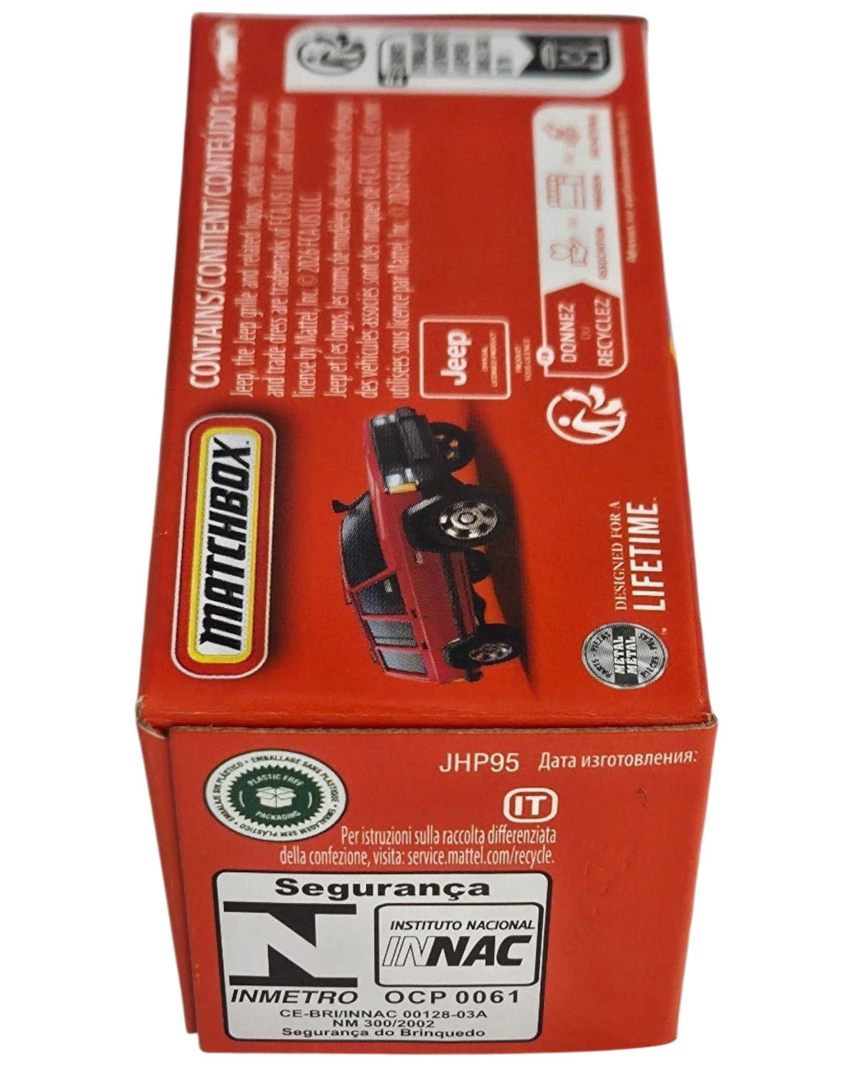 More Than Diecast 1994 Jeep Cherokee Sport red die-cast car in Matchbox Power Grab packaging