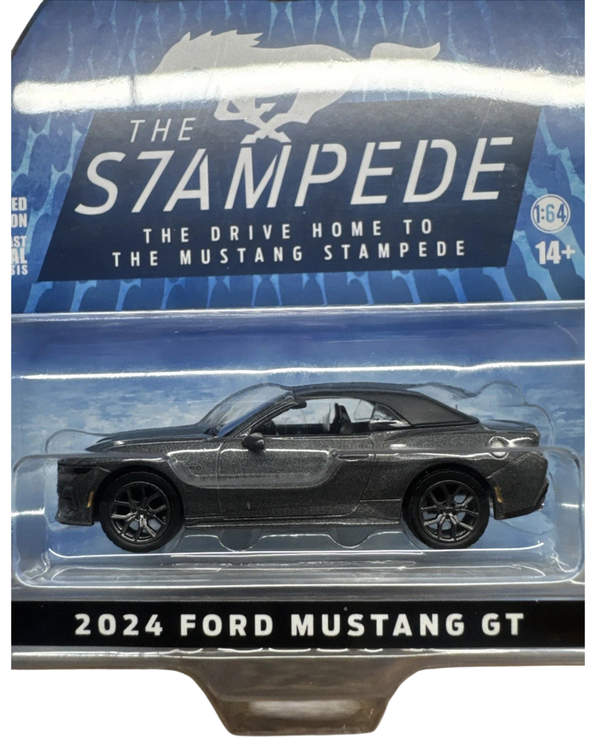 More Than Diecast 2024 Ford Mustang GT 5.0 convertible model car in grey from The Mustang Stampede Series 2