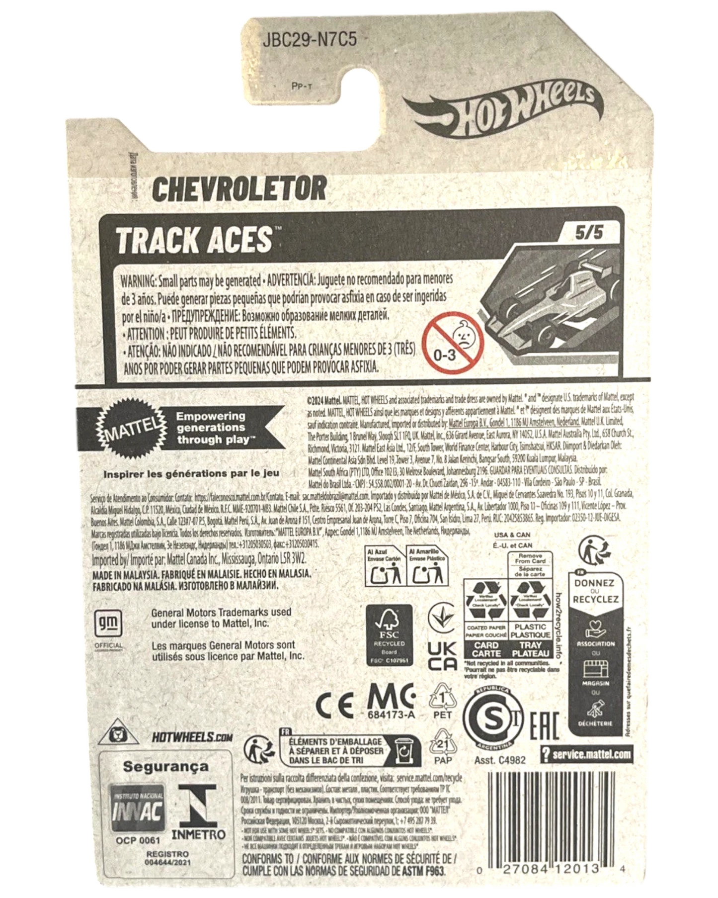 More Than Diecast Hot Wheels Treasure Hunt Chevroletor Track Aces 1:64 scale international card back view