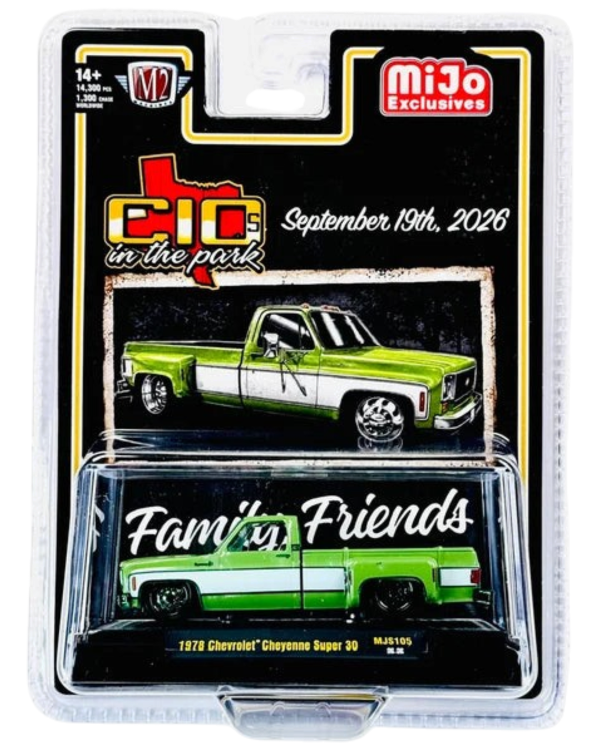 More Than Diecast M2 Machines 1978 Chevy Cheyenne Super 30 chase truck in two-tone green and white in blister pack