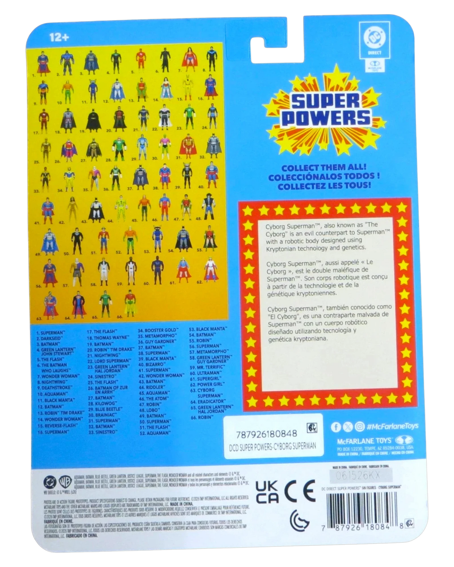 More Than Diecast McFarlane Super Powers Cyborg Superman action figure card back with character checklist and bio