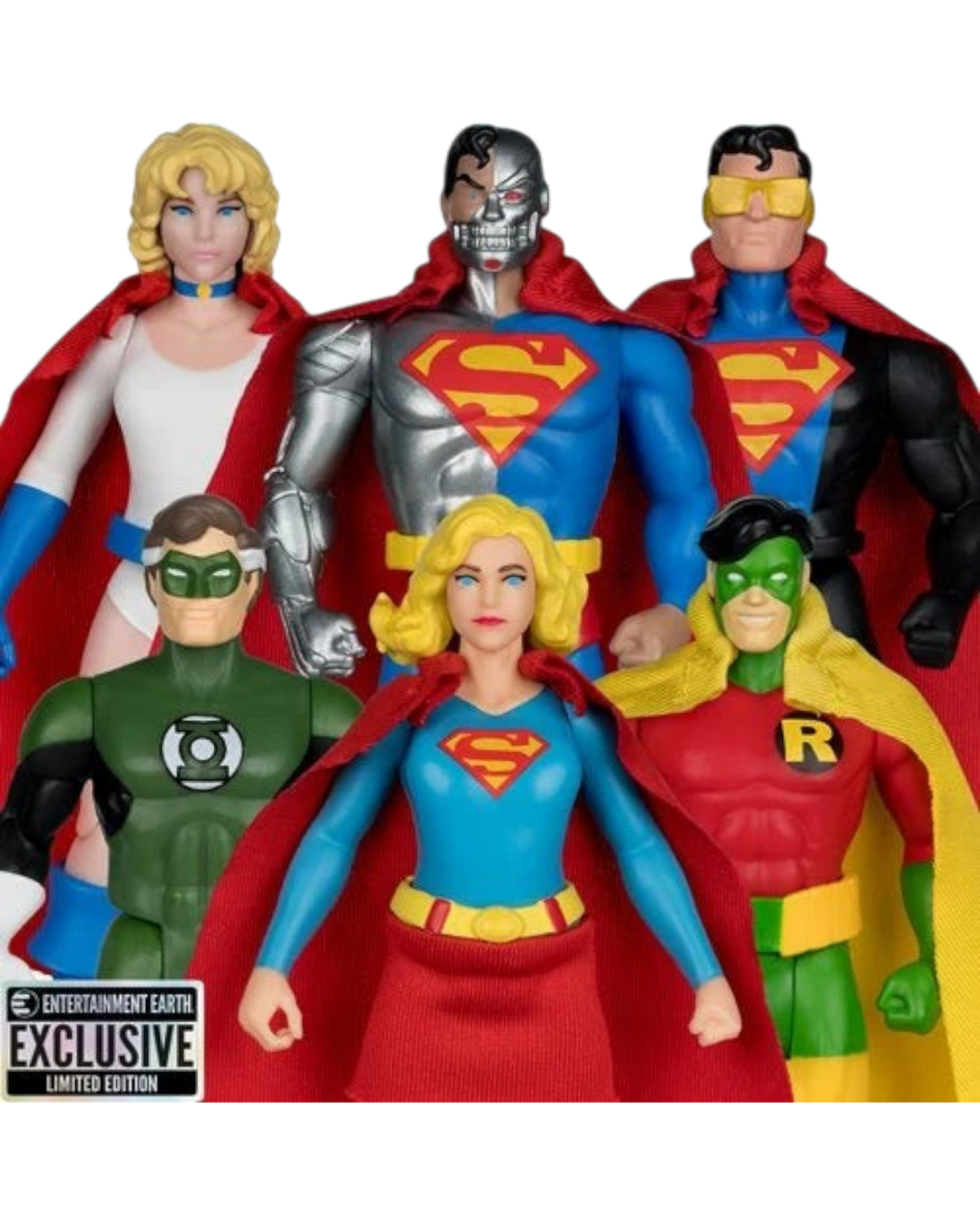 More Than Diecast DC Super Powers Wave 13 action figure set including Supergirl, Cyborg Superman, and Green Lantern.