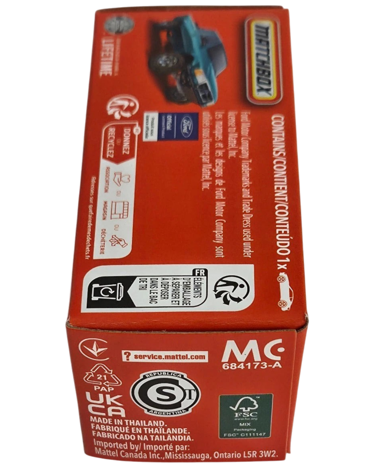 More Than Diecast Matchbox 1993 Ford Ranger Prerunner Power Grab packaging box showing truck graphic and details