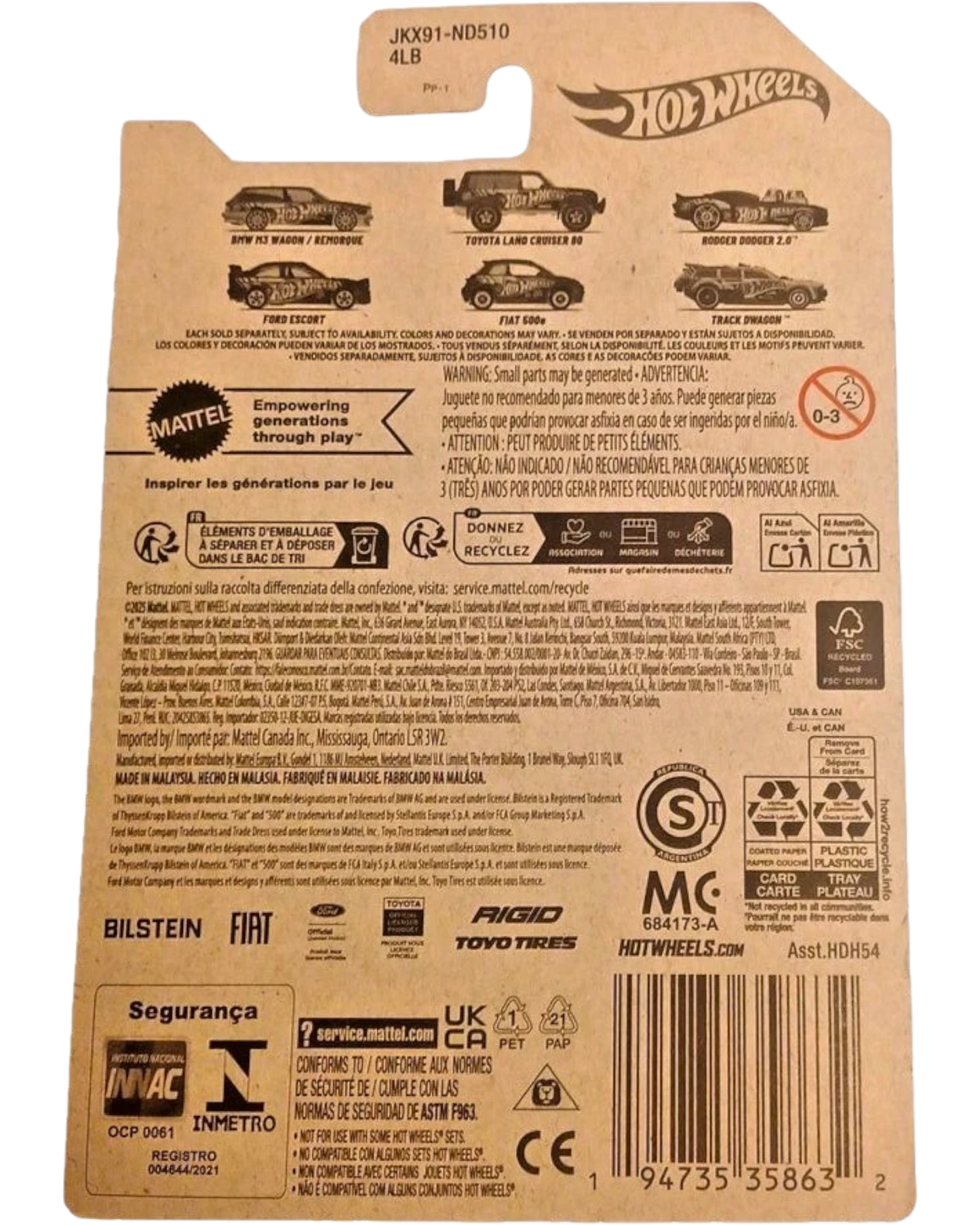 More Than Diecast 2026 Hot Wheels Fiat 500e 58th Anniversary blue and gold toy car packaging