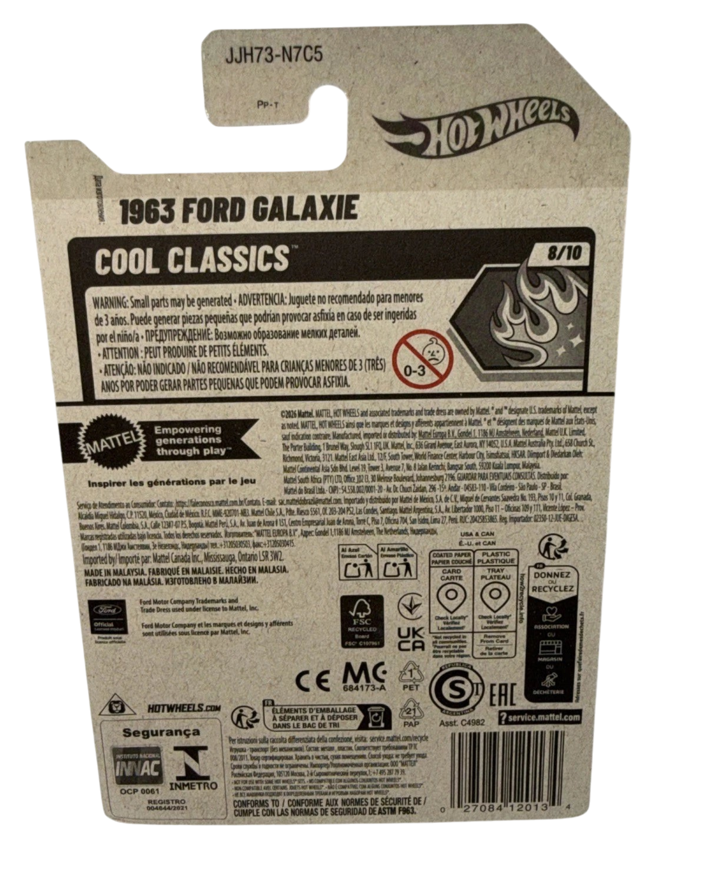 More Than Diecast Hot Wheels 2026 1963 Ford Galaxie Cool Classics packaging back view with product details