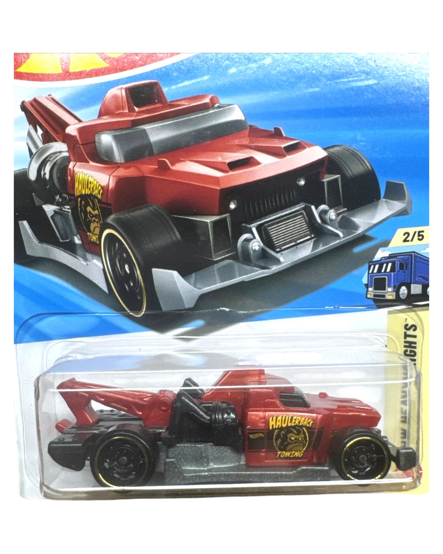 More Than Diecast Hot Wheels Haulerback red tow truck toy car in original blister pack packaging