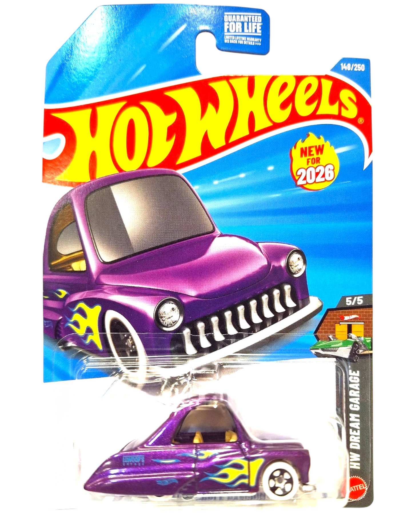 More Than Diecast Hot Wheels Tooned Purple Passion diecast car with yellow and blue flames. New for 2026.