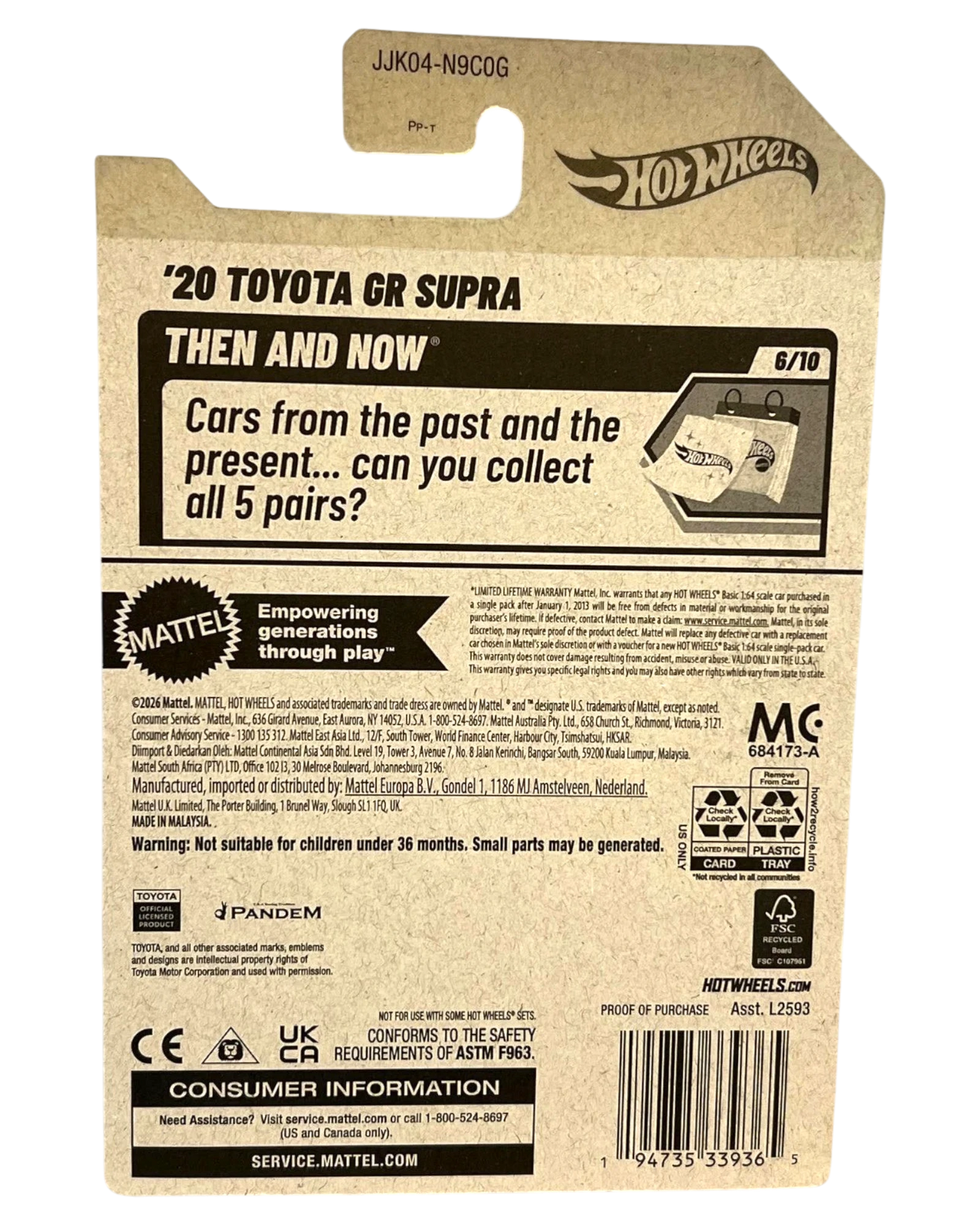 More Than Diecast 2026 Hot Wheels Mainline '20 Toyota GR Supra Then And Now 6/10 silver diecast car packaging.
