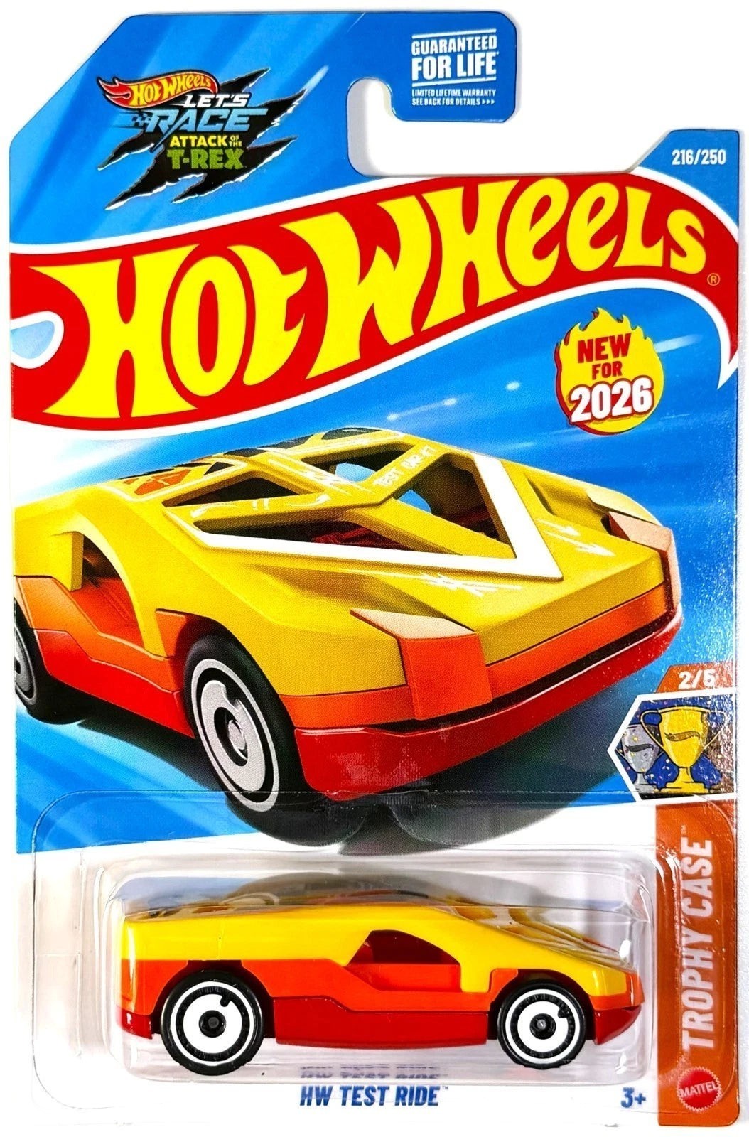More Than Diecast Hot Wheels Trophy Case L 1:64 die-cast car in yellow and red from the 2026 HW Test Ride series.