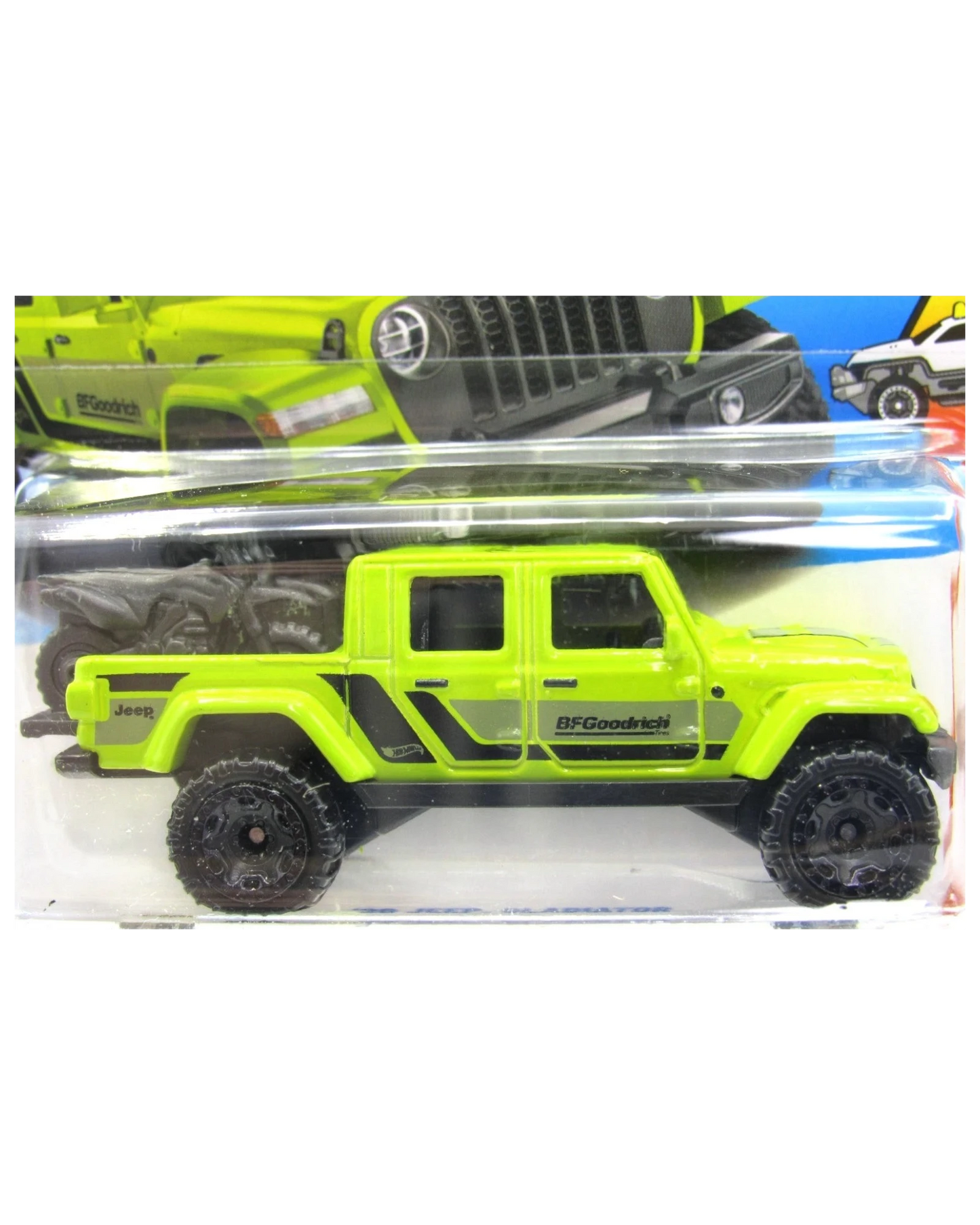 More Than Diecast lime green Jeep Gladiator toy truck with black accents and BFGoodrich branding.