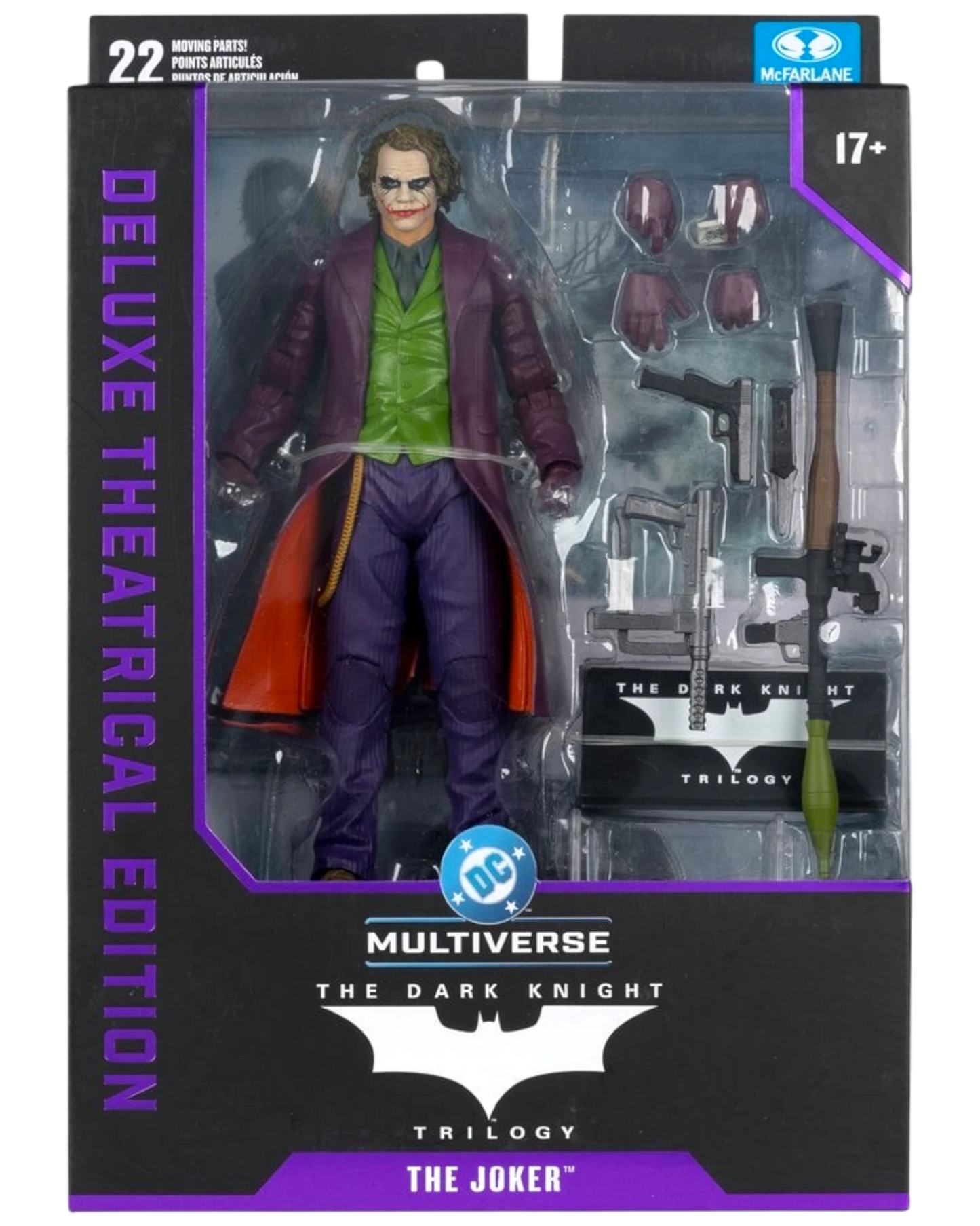More Than Diecast DC Multiverse The Dark Knight Joker action figure in window box packaging with accessories
