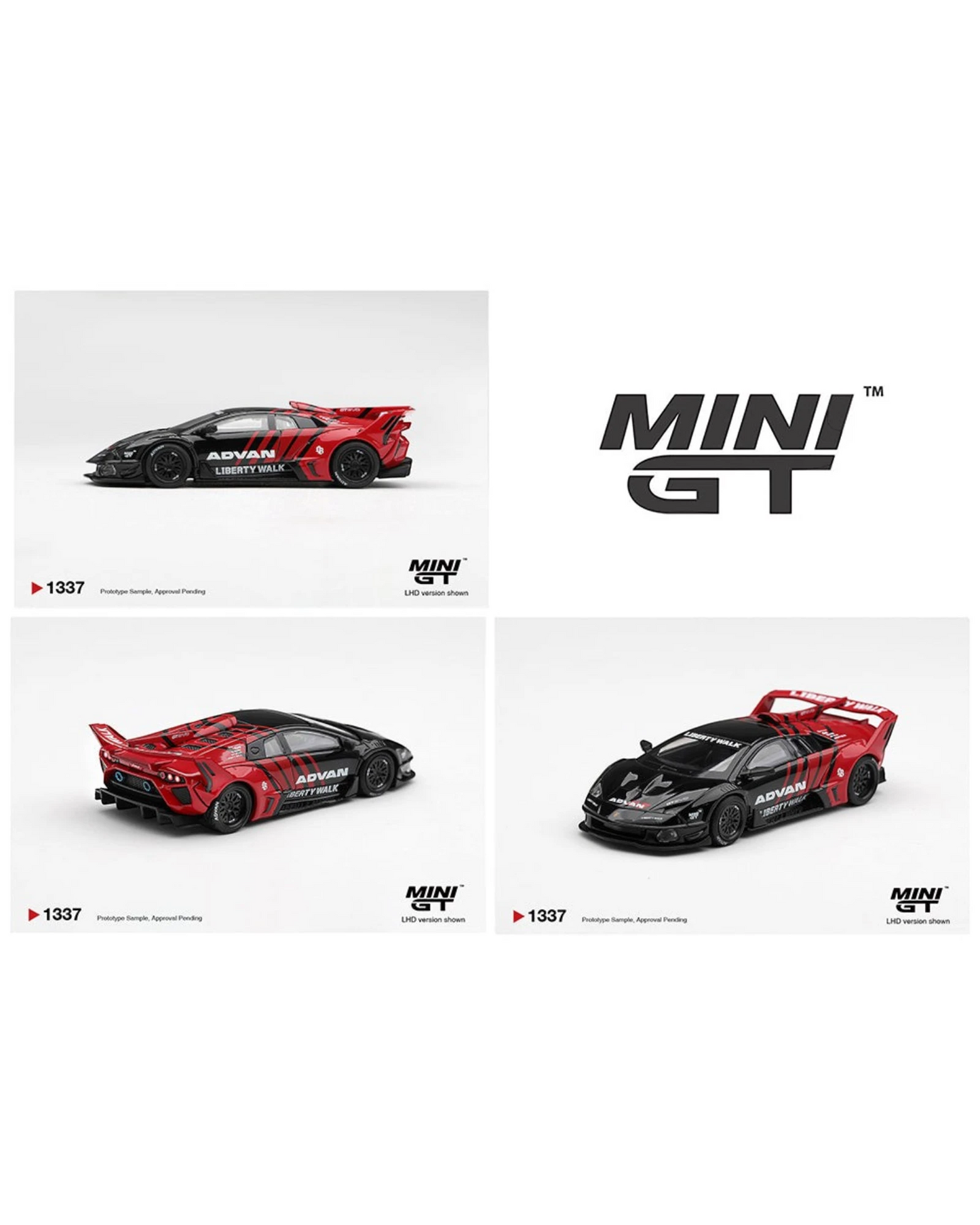 More Than Diecast Mini GT 1:64 Lamborghini Murcielago LB-Silhouette WORKS in black and red Advan livery