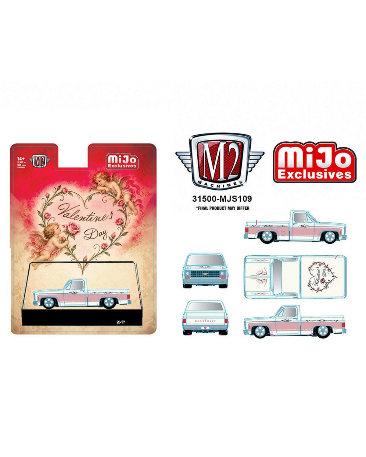More Than Diecast M2 Machines 1978 Chevrolet C10 Silverado Valentine's Day Edition 1:64 scale diecast pickup truck