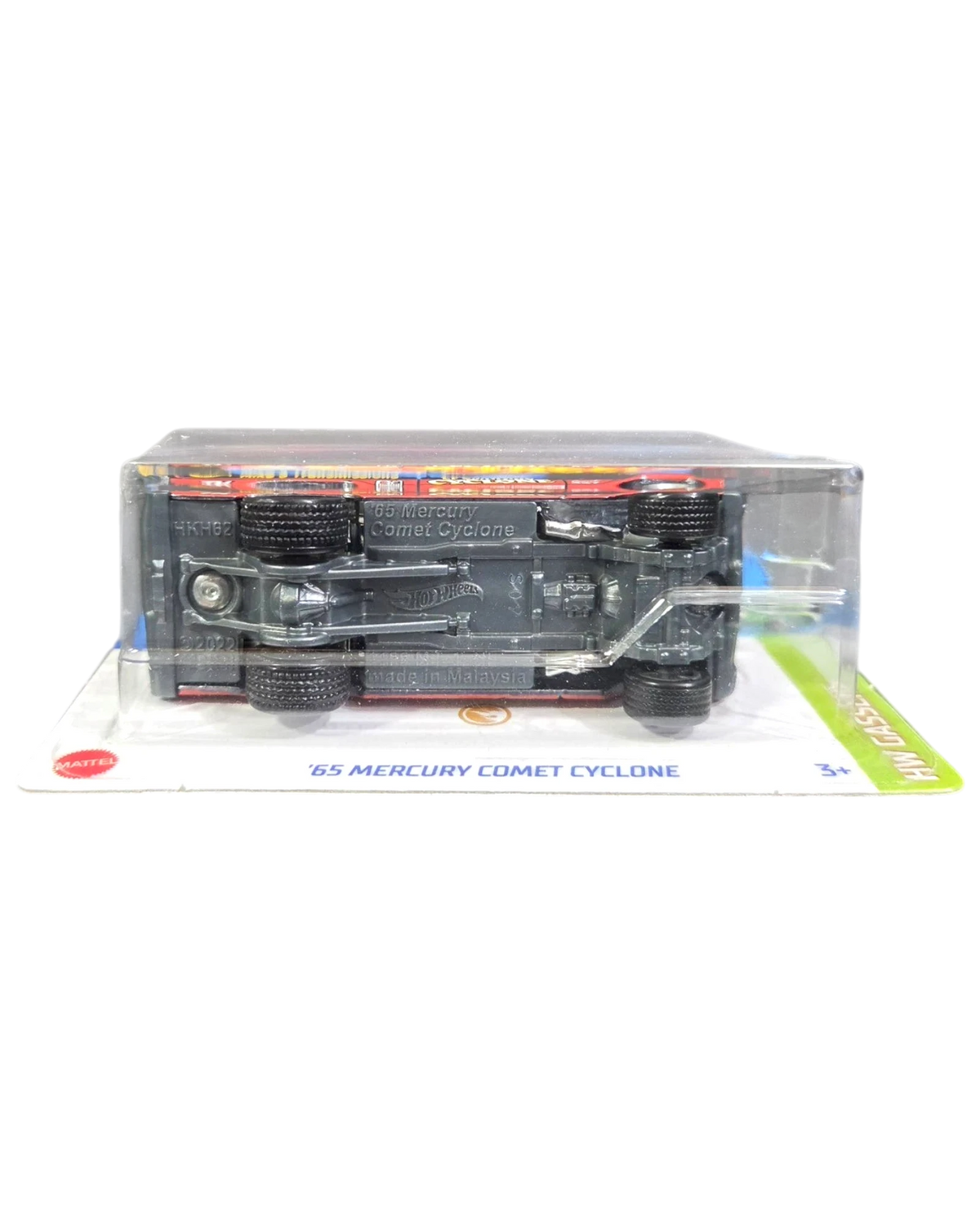 More Than Diecast 2023 Hot Wheels 65 Mercury Comet Cyclone Super Treasure Hunt showing the detailed chassis and wheels