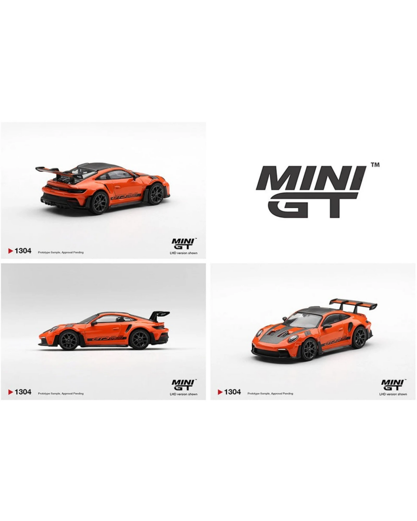 More Than Diecast Mini GT 1:64 scale Gulf Orange Porsche 911 GT3 RS Weissach Package model car.