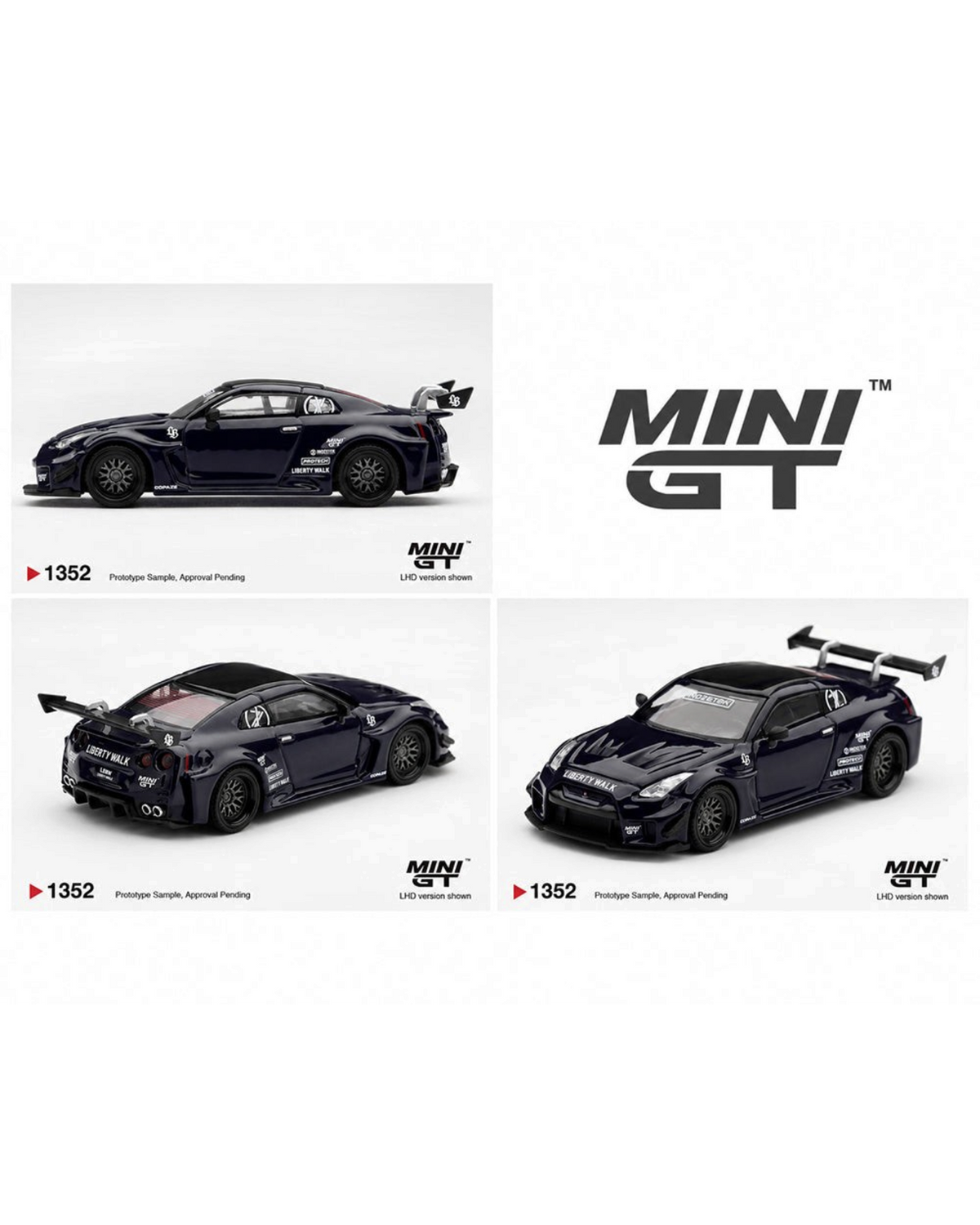 More Than Diecast Mini GT 1:64 LB-Silhouette WORKS GT Nissan 35GT-RR Ver.2 INOZETEK Edition model car in dark blue