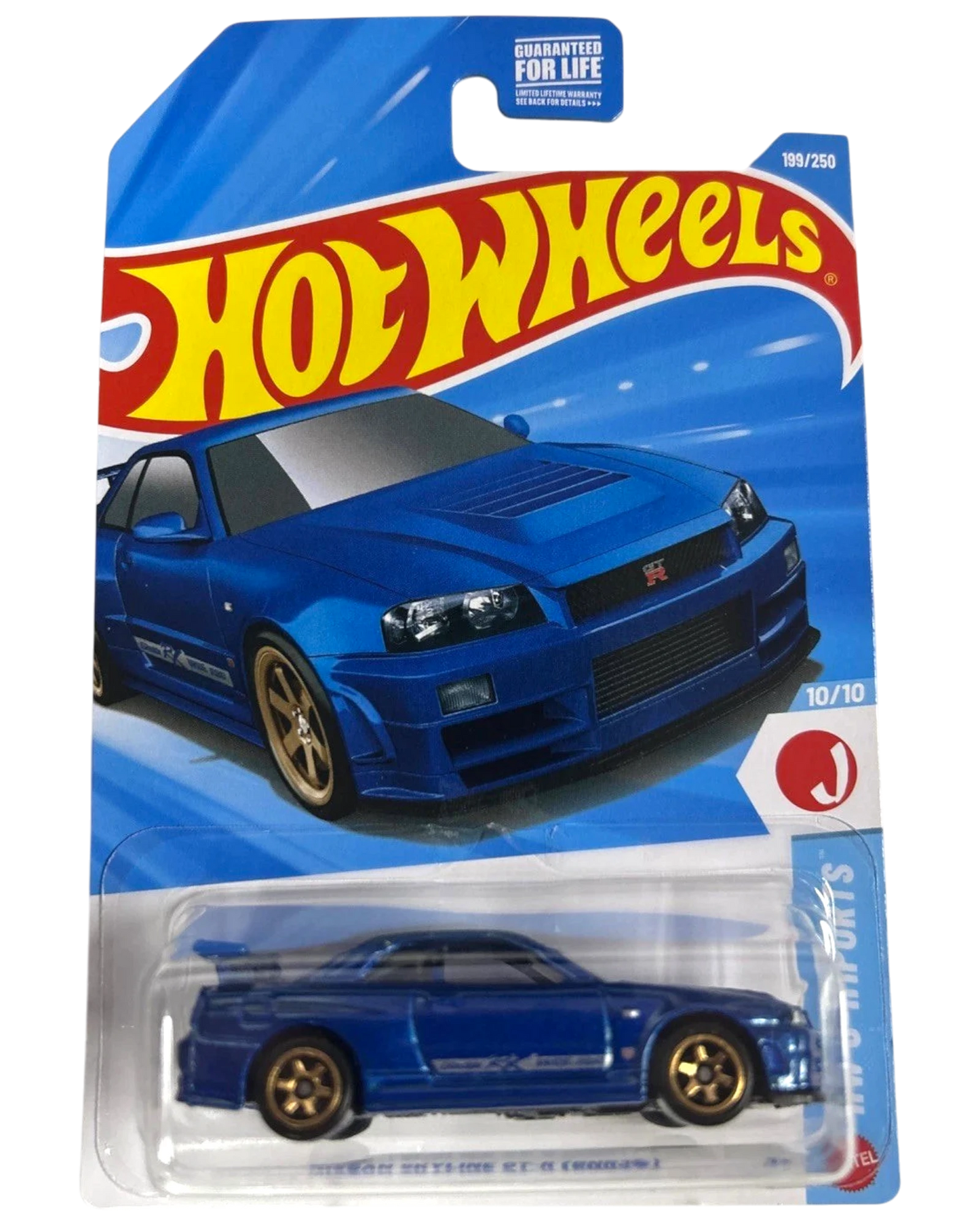 More Than Diecast Hot Wheels Nissan Skyline GT-R BNR34 blue die-cast car in original 2026 mainline blister packaging
