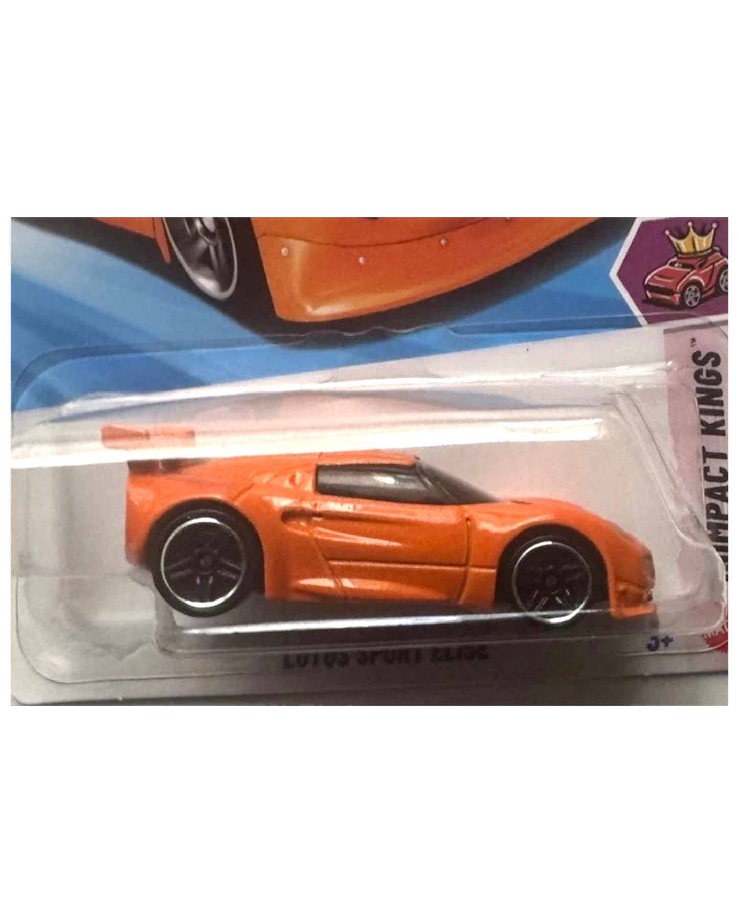 More Than Diecast orange Lotus Sport Elise Hot Wheels toy car with black wheels and spoiler.