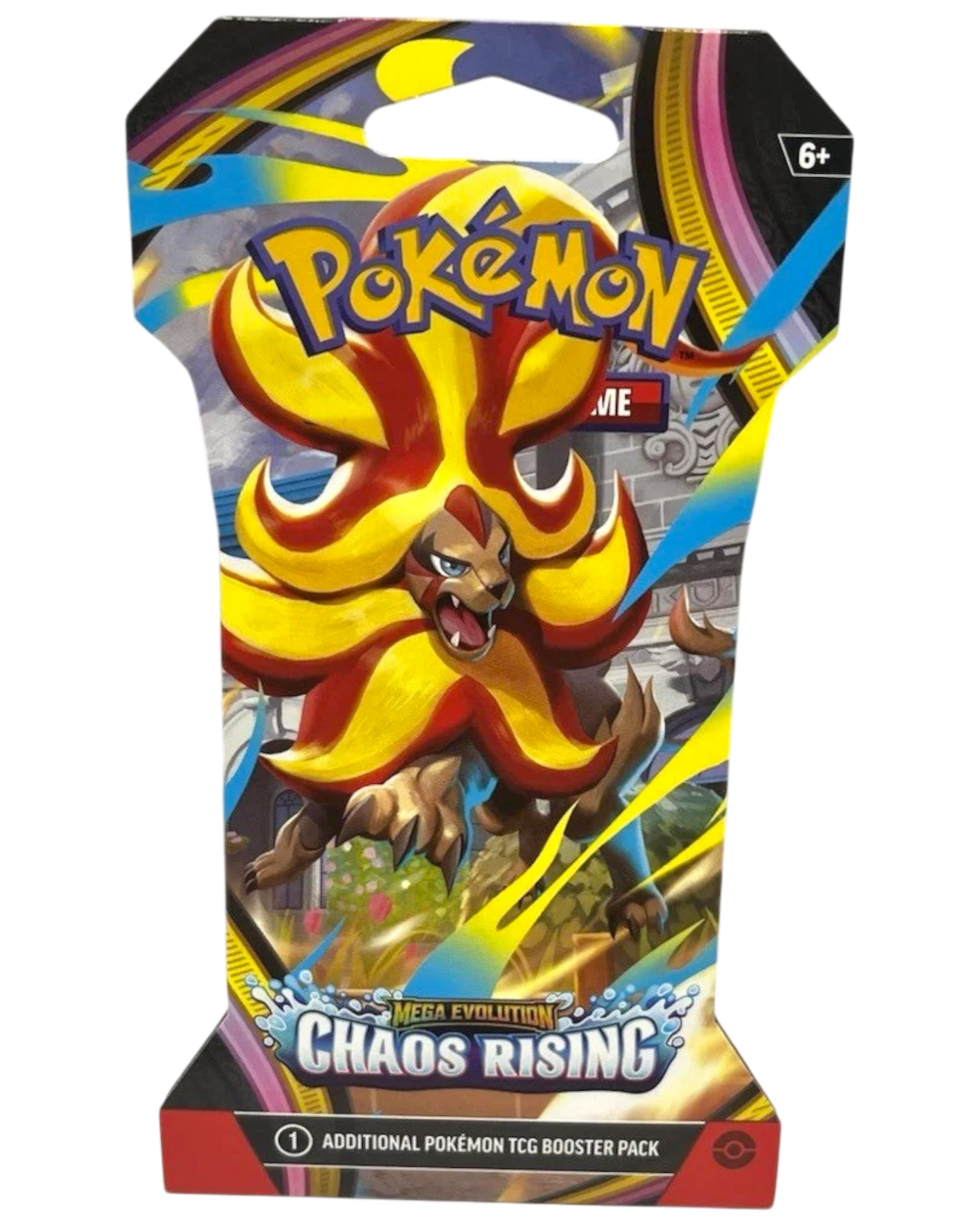 More Than Diecast Pokémon Mega Evolution Chaos Rising TCG booster pack featuring Pyroar artwork