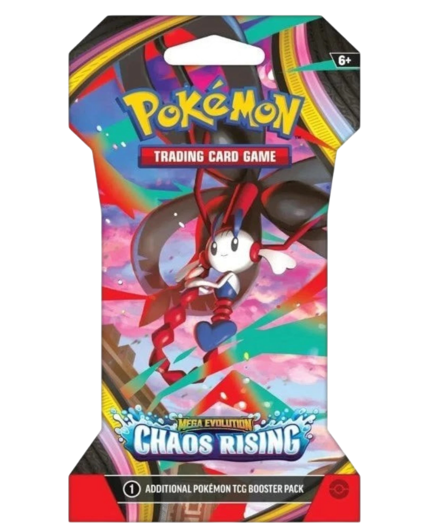 More Than Diecast Pokémon Mega Evolution Chaos Rising TCG booster pack featuring colorful artwork and 10 trading cards.