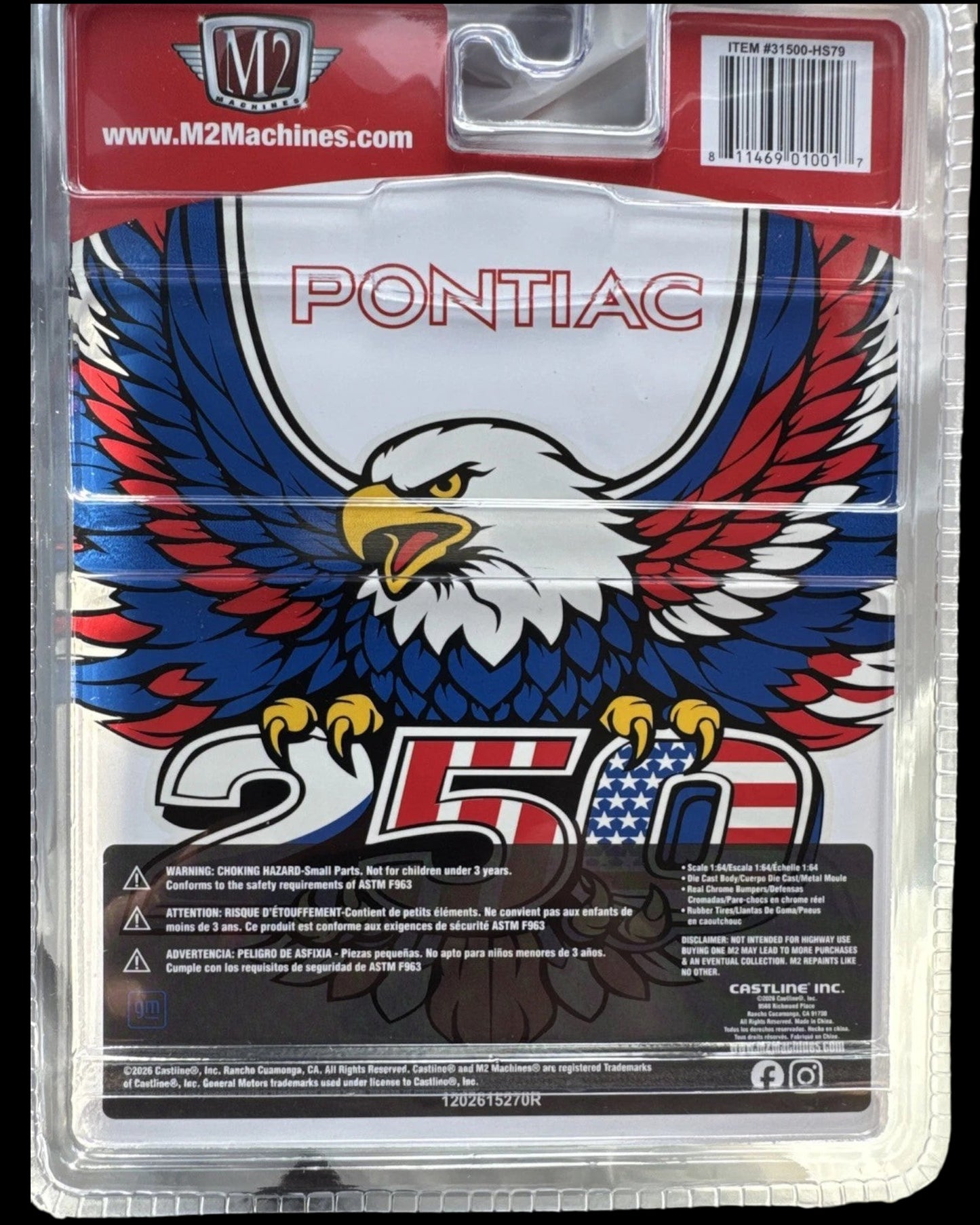 More Than Diecast M2 Machines Pontiac Trans Am 250th Anniversary die-cast packaging with eagle graphic