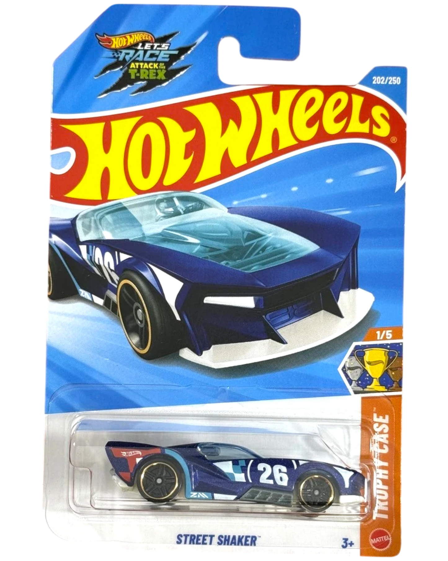 More Than Diecast Hot Wheels Street Shaker 2026 Trophy Case 1/5 blue die-cast toy car in original blister packaging