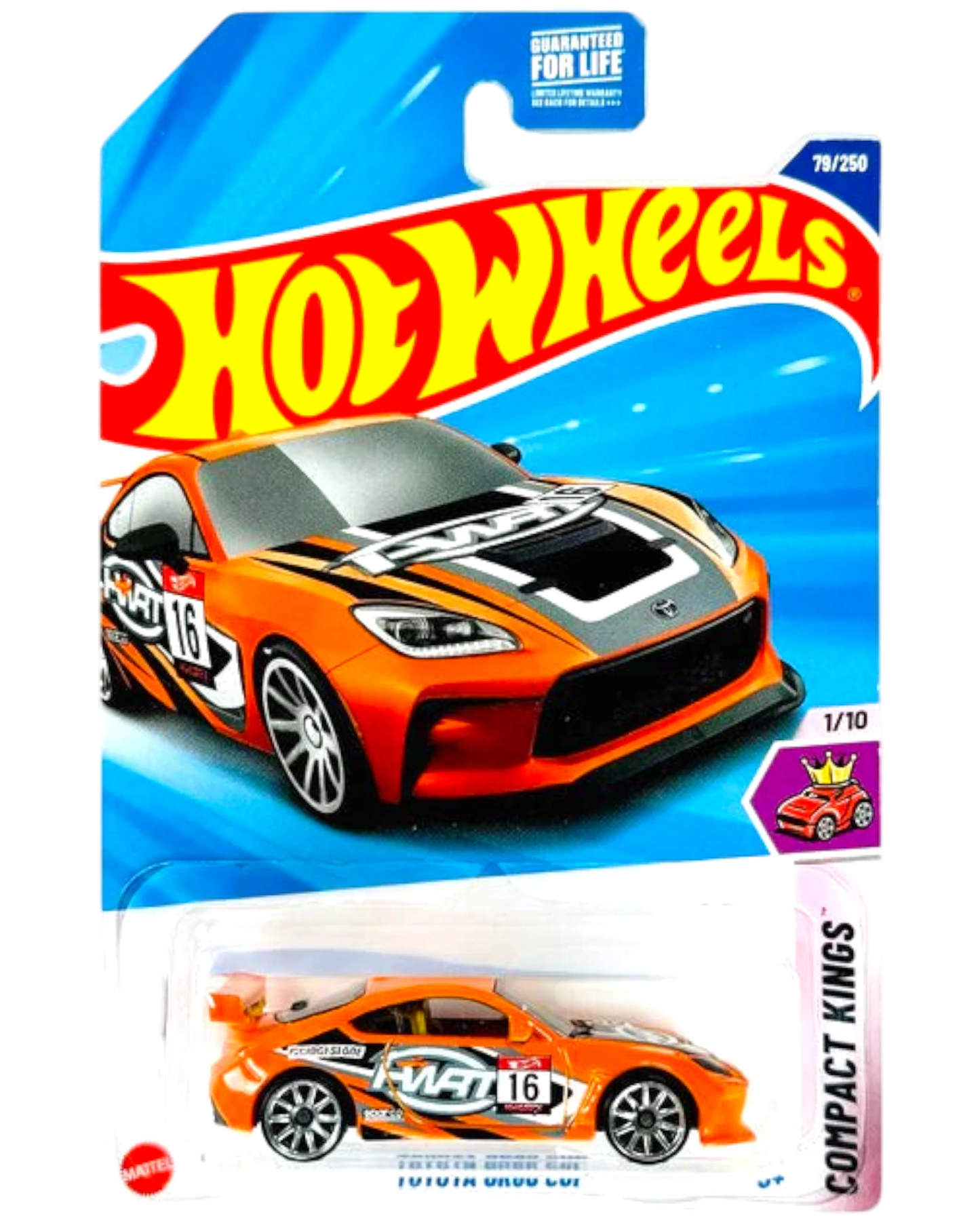 More Than Diecast Hot Wheels Toyota GR86 Cup die-cast car in orange with racing decals in original blister packaging