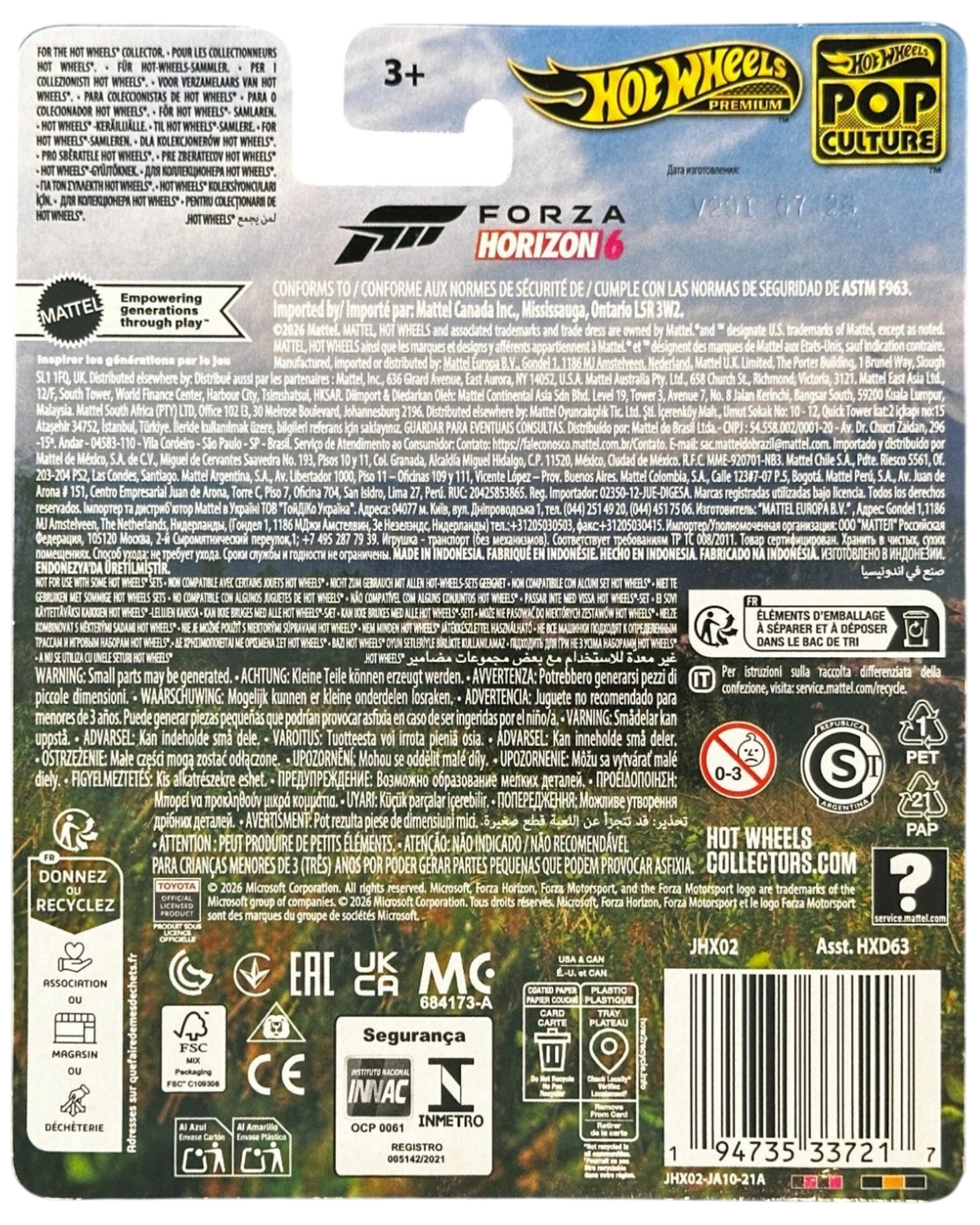 More Than Diecast Hot Wheels Premium Forza Horizon 6 '24 Toyota Land Cruiser packaging back view