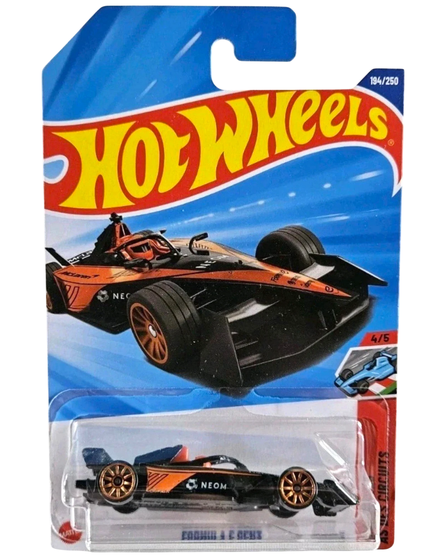 More Than Diecast Hot Wheels 2025 Formula E Gen3 race car, black with orange accents, 1:64 scale die-cast.