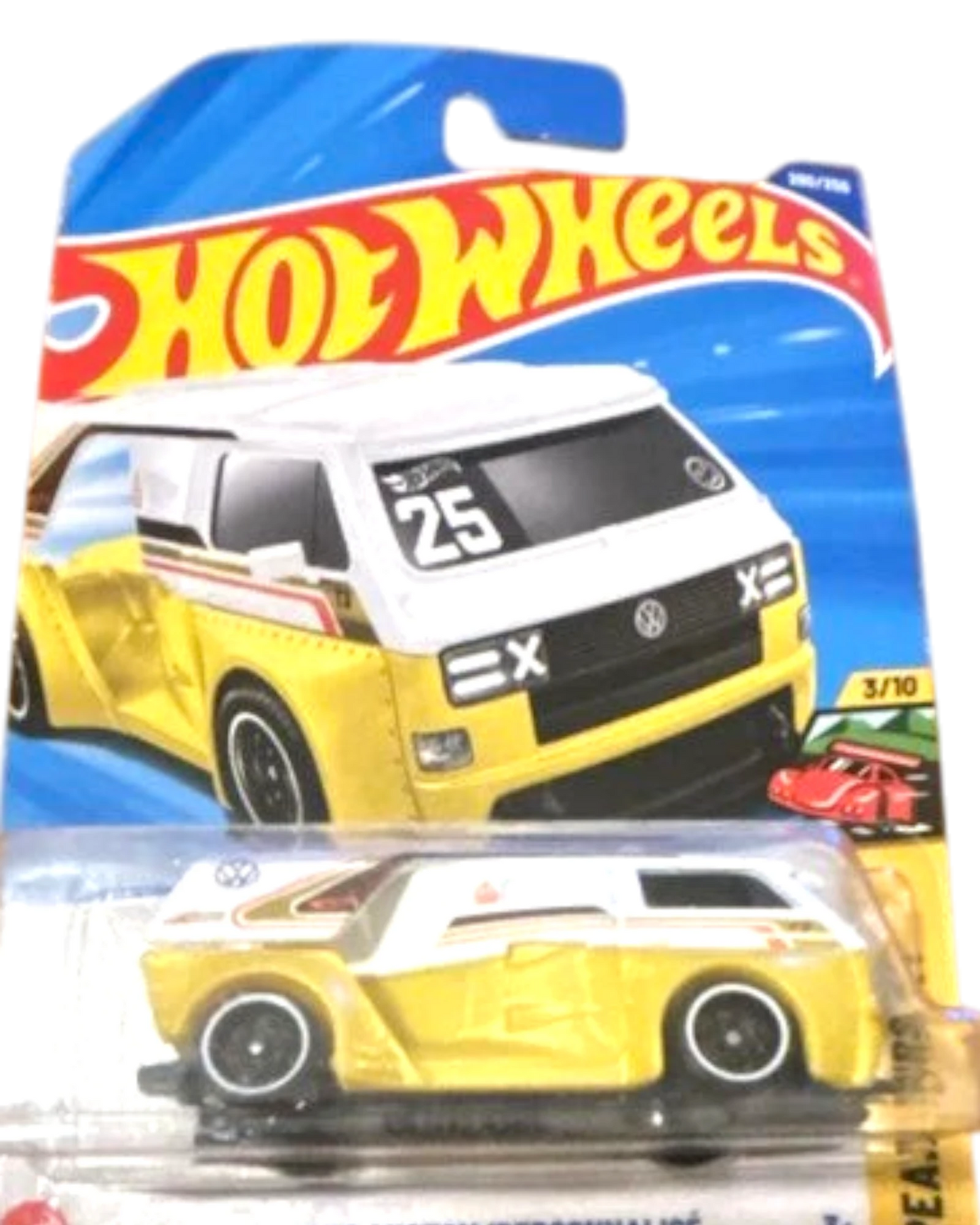 More Than Diecast Hot Wheels VW T3 Custom van, 1:64 scale, yellow, white, and black tri-tone finish, limited edition 200/250.