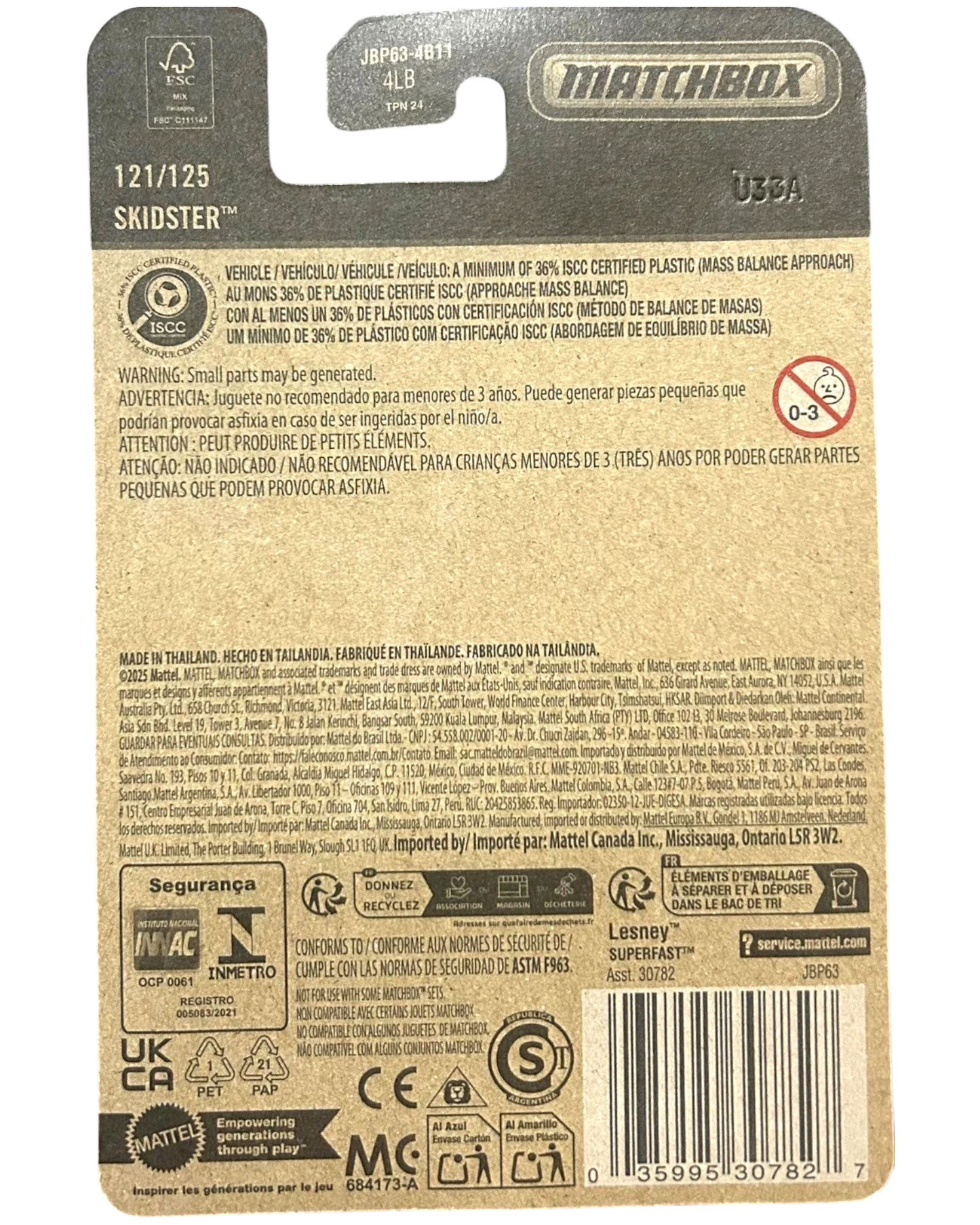 More Than Diecast Matchbox MBX Skidster 1:64 scale die-cast construction vehicle packaging.