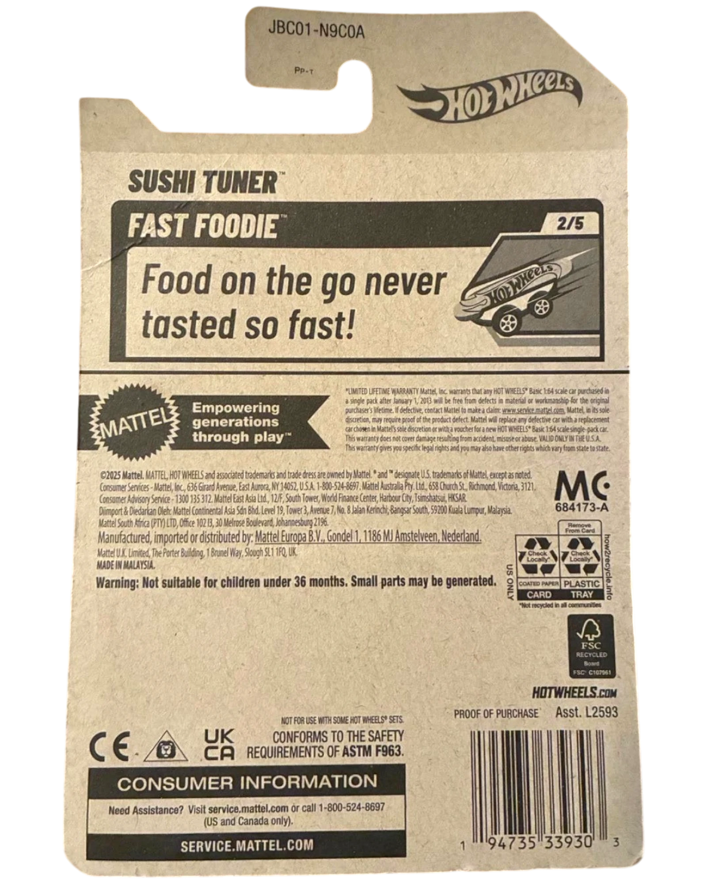 Hot Wheels Sushi Tuner Fast Foodie Diecast Car 1 64 Scale Limited Edition 106/250