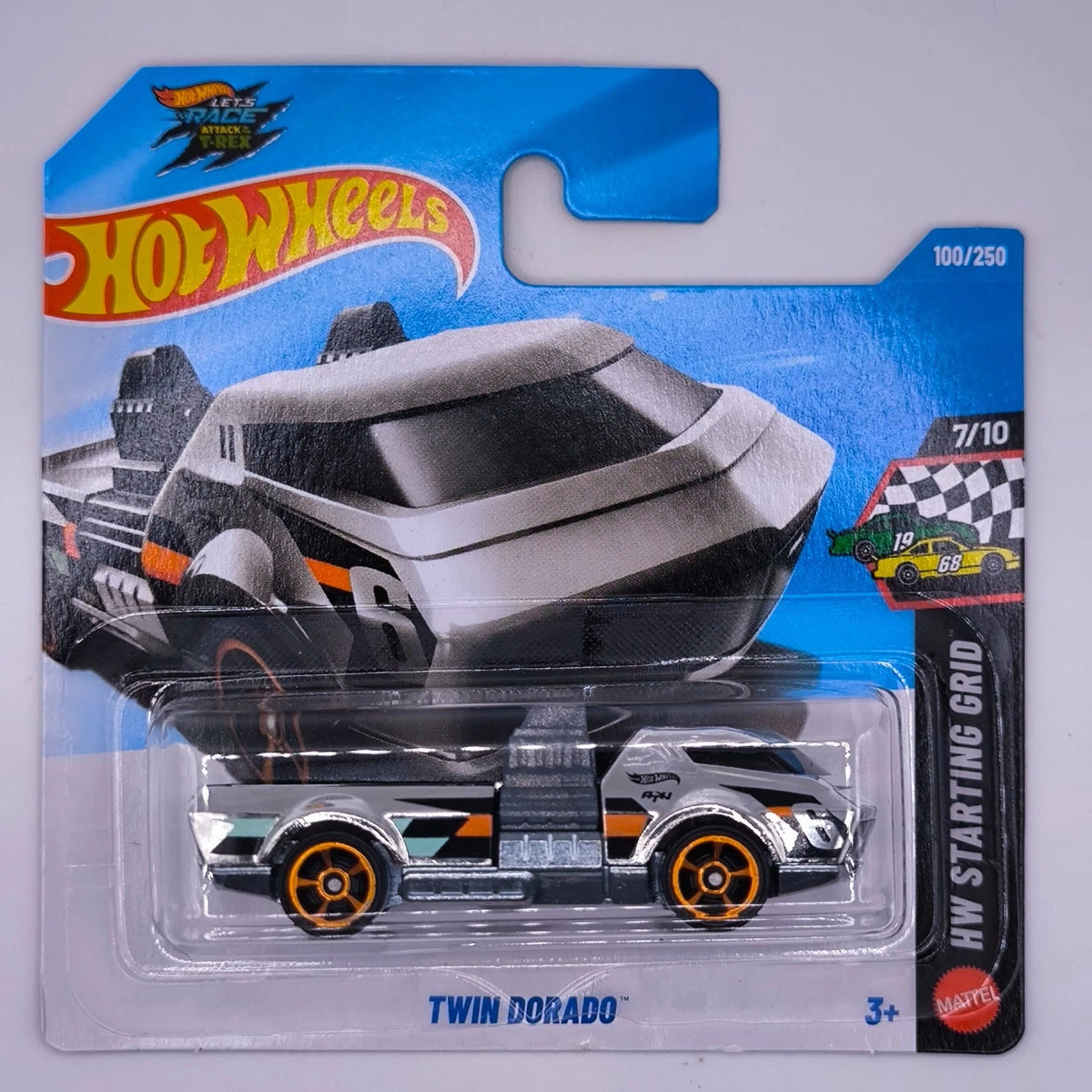 Hot Wheels Short Card Twin Dorado Silver HW Starting Grid 7/10