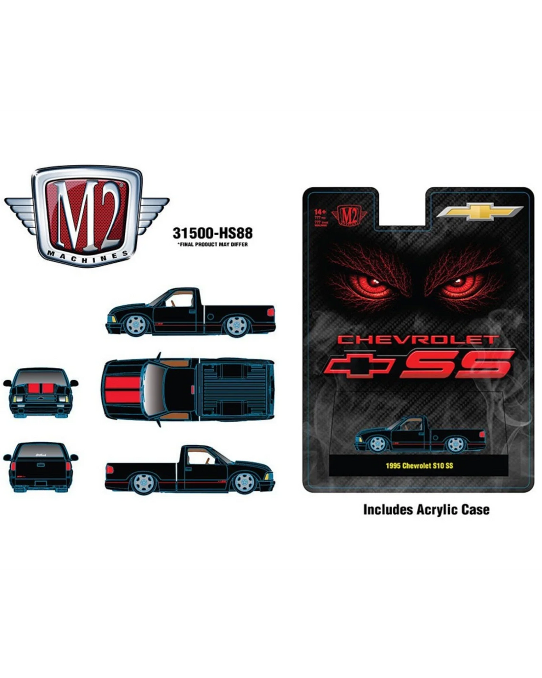M2 Machines 1995 Chevrolet S10 SS Black Hobby Exclusive 1:64 Die-Cast