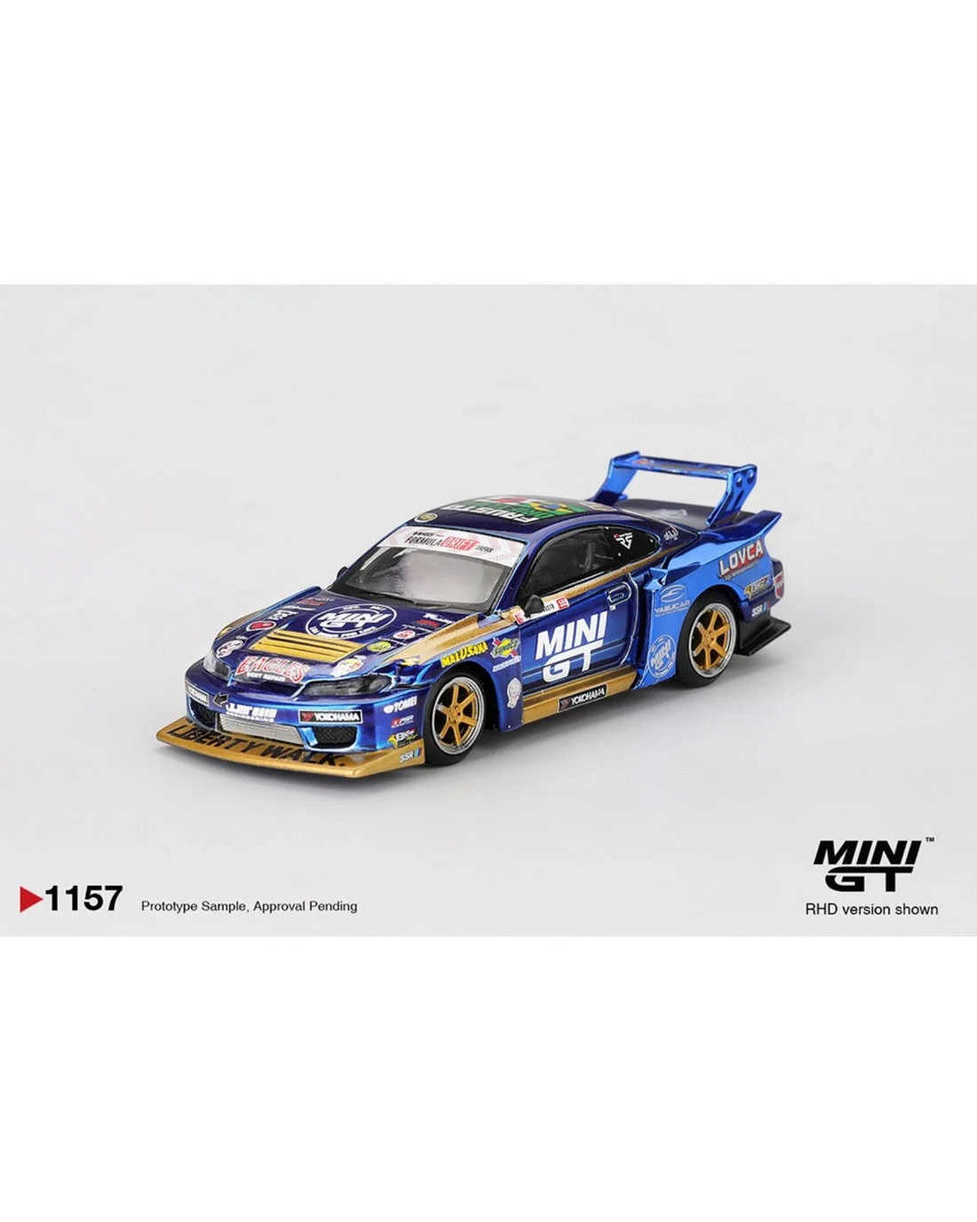 Mini GT Nissan LB-Super Silhouette S15 SILVIA Chrome Blue 1:64 Die-Cast