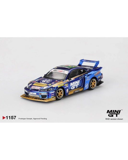 Mini GT Nissan LB-Super Silhouette S15 SILVIA Chrome Blue 1:64 Die-Cast