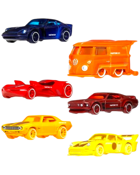 Collection of colorful toy cars on a white background