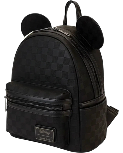 Loungefly Disney Mickey Ear Checkerboard Mini Backpack – Faux Leather Debossed