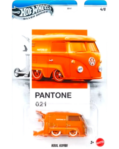 Hot Wheels Kool Kombi toy car in Pantone 021 packaging