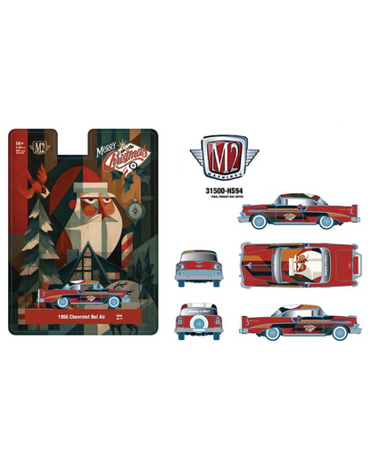More Than Diecast M2 Machines 1956 Chevrolet Bel Air Christmas Special Edition die-cast car with Santa graphics
