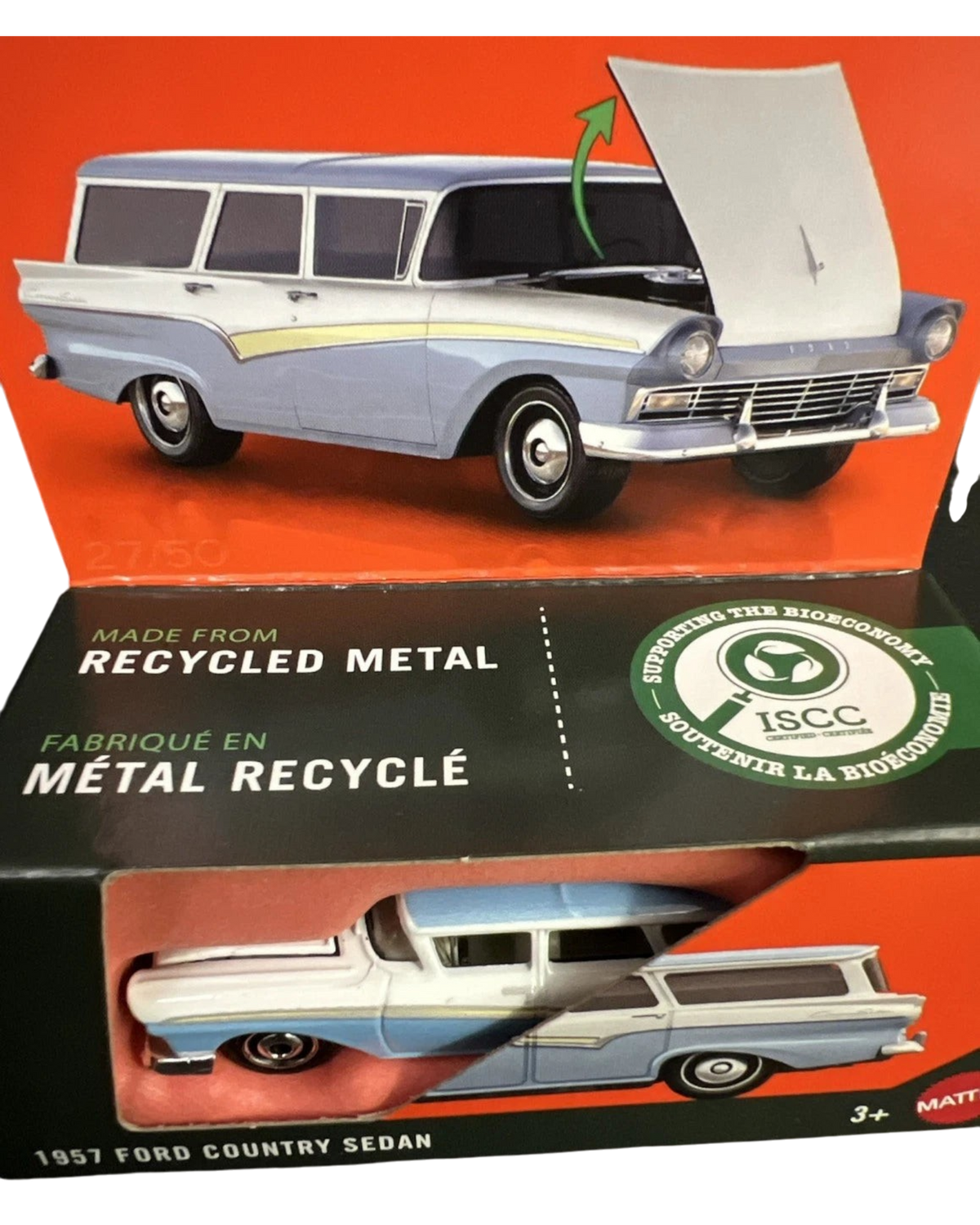 More Than Diecast 2025 Matchbox 1957 Ford Country Sedan die-cast station wagon with opening hood in original packaging