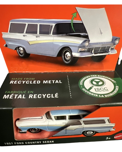 More Than Diecast 2025 Matchbox 1957 Ford Country Sedan die-cast station wagon with opening hood in original packaging