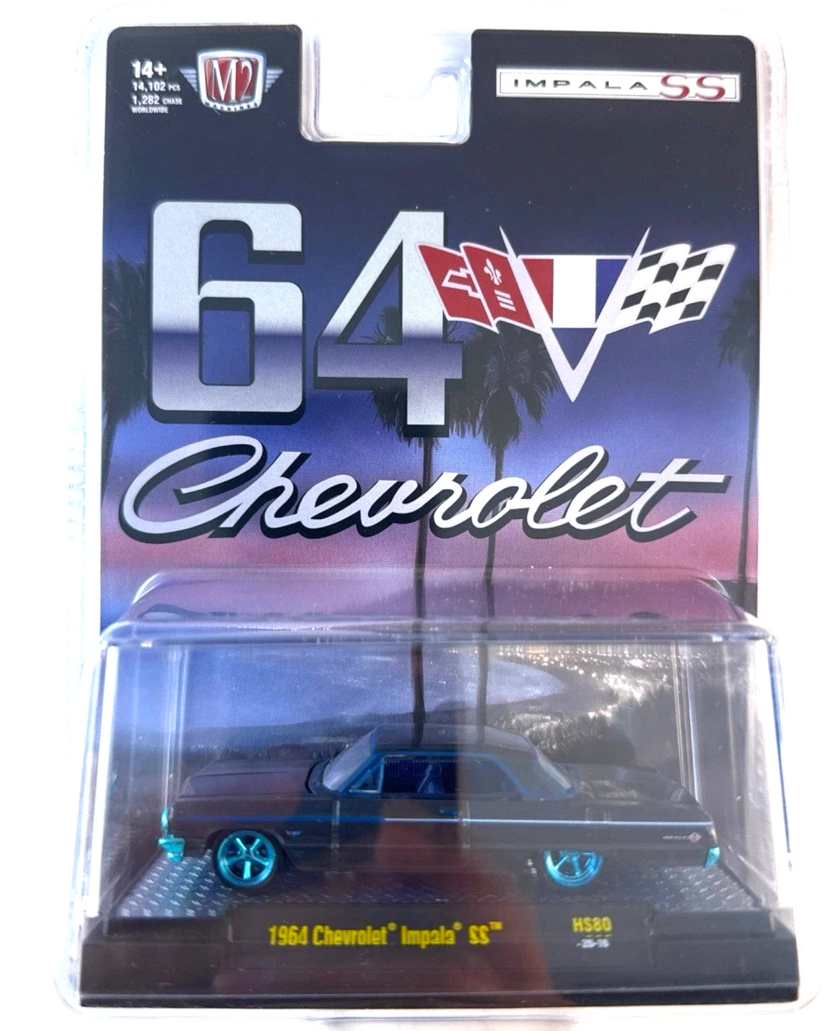 More Than Diecast M2 Machines 1964 Chevrolet Impala SS chase edition in Daytona Blue with chrome trim in blister pack