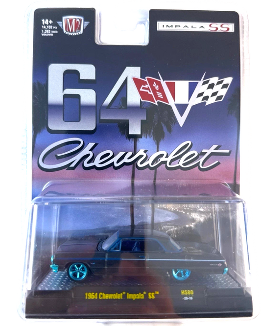 More Than Diecast M2 Machines 1964 Chevrolet Impala SS chase edition in Daytona Blue with chrome trim in blister pack