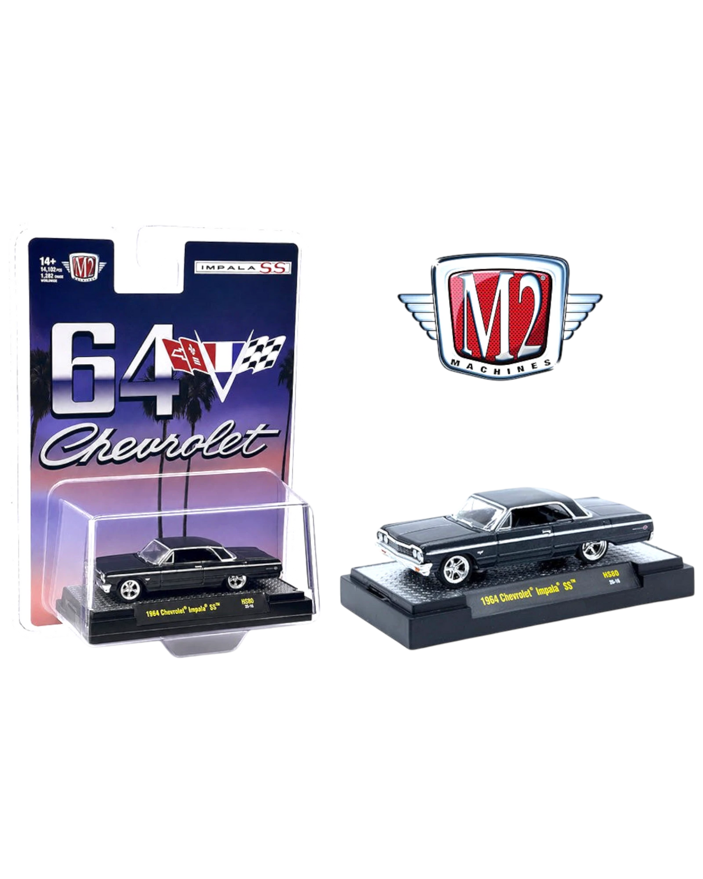 More Than Diecast M2 Machines 1:64 1964 Chevrolet Impala Hard Top in Daytona Blue Metallic hobby exclusive model
