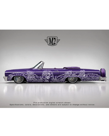 More Than Diecast M2 Machines 1964 Chevrolet Impala SS 409 convertible in purple with Dia De Los Muertos graphics