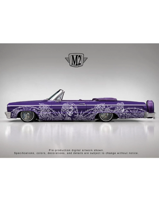 More Than Diecast M2 Machines 1964 Chevrolet Impala SS 409 convertible in purple with Dia De Los Muertos graphics